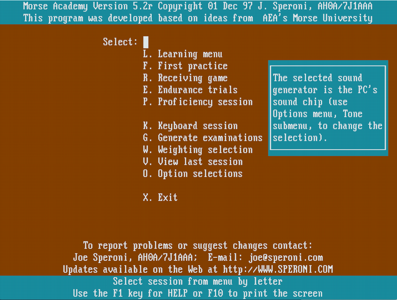 The Morse Academy main menu